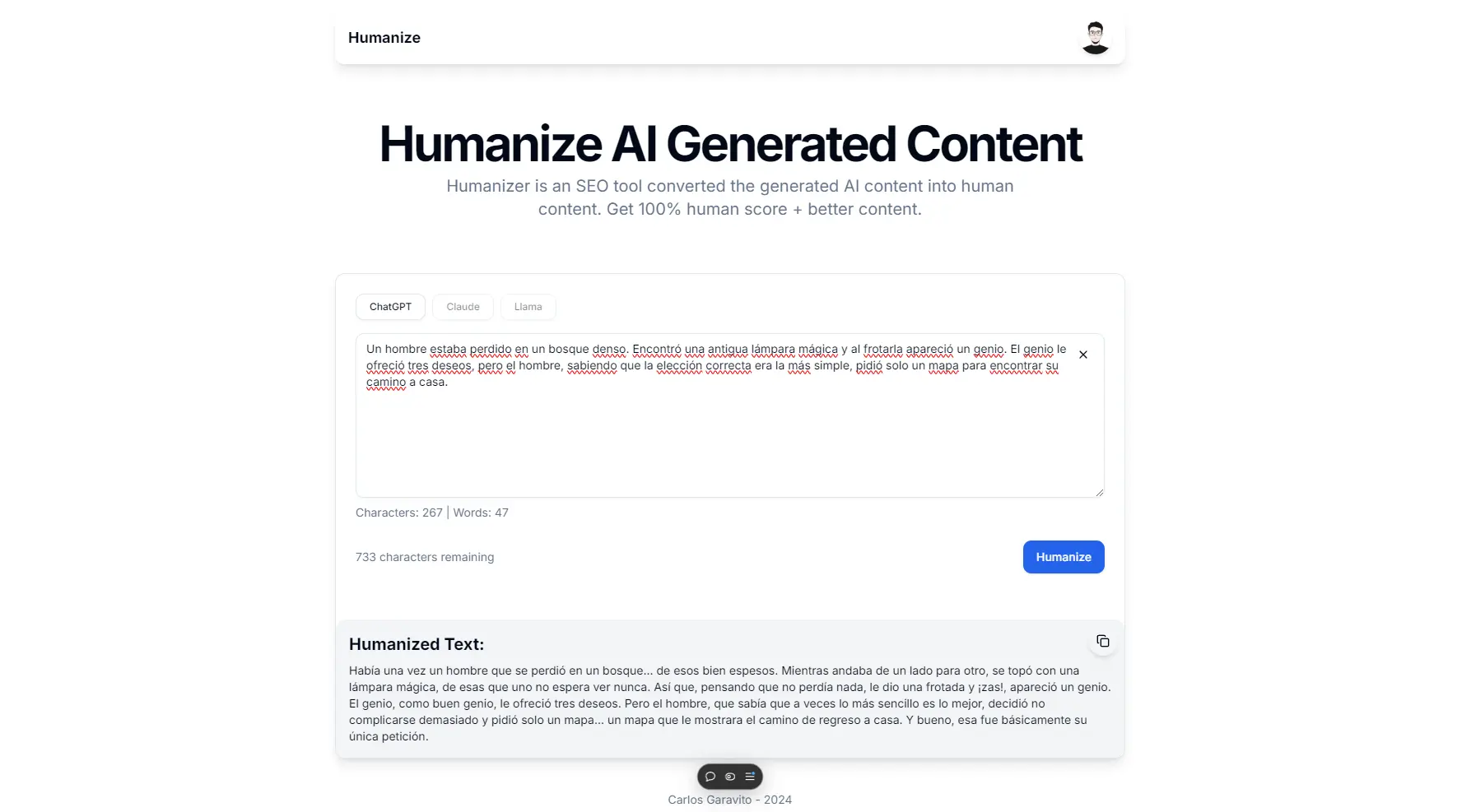 Text Humanization Application